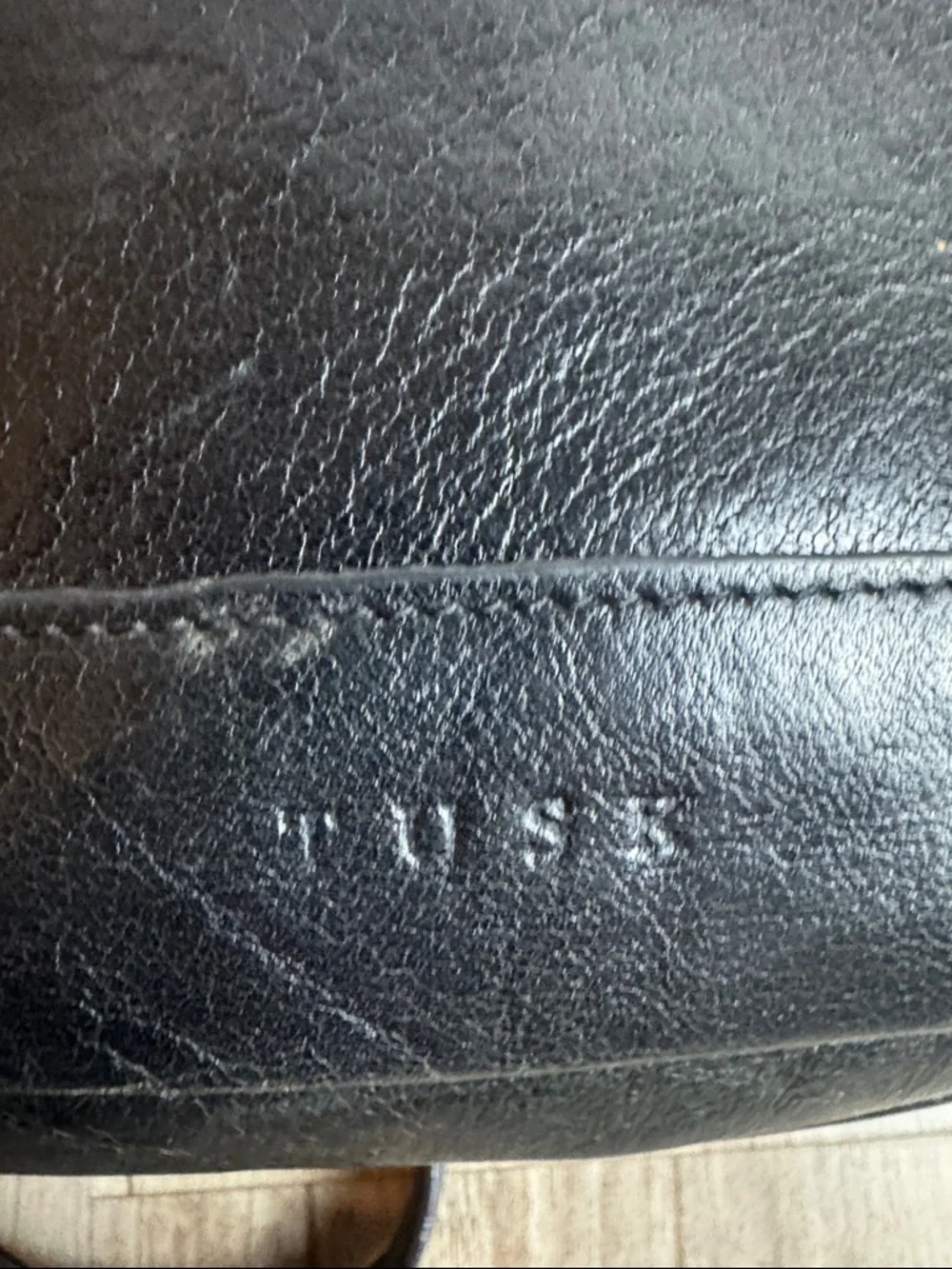 TUSK Black Leather Crossbody Bag Vintage Messenger Gold Hardware